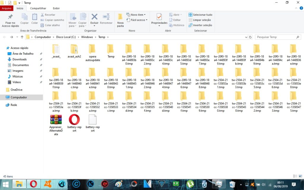 arquivos temporários windows