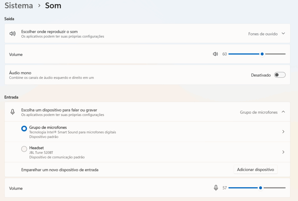 configurar microfone no windows