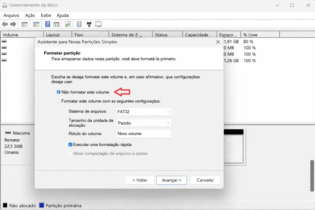 Pendrive aparecendo como não alocado no Gerenciamento de Disco do Windows