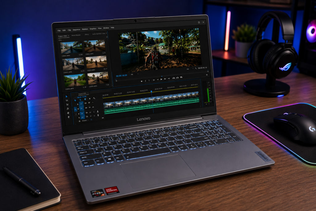 Lenovo IdeaPad Slim 3 editando vídeos