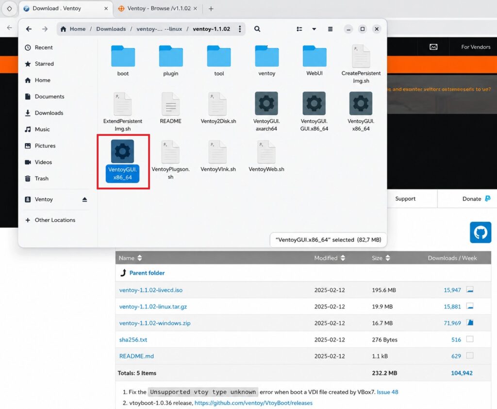 Programa Ventoy no Linux criando pendrive bootável do Windows 11