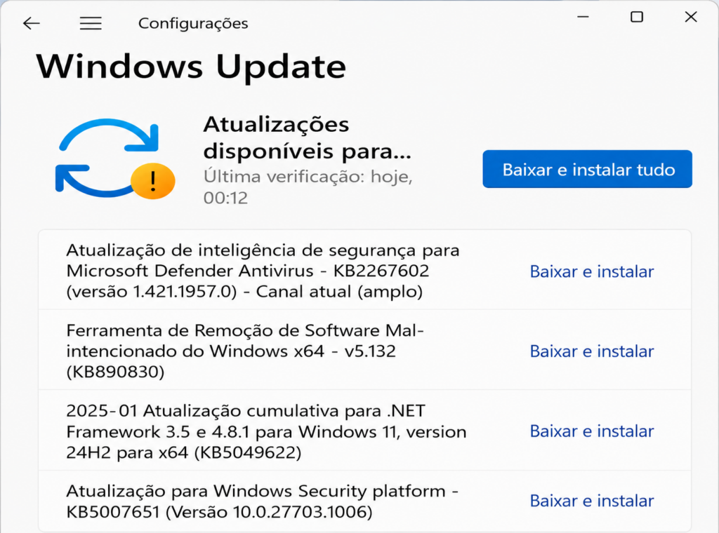 Windows Update instala os drivers automaticamente no Windows 11