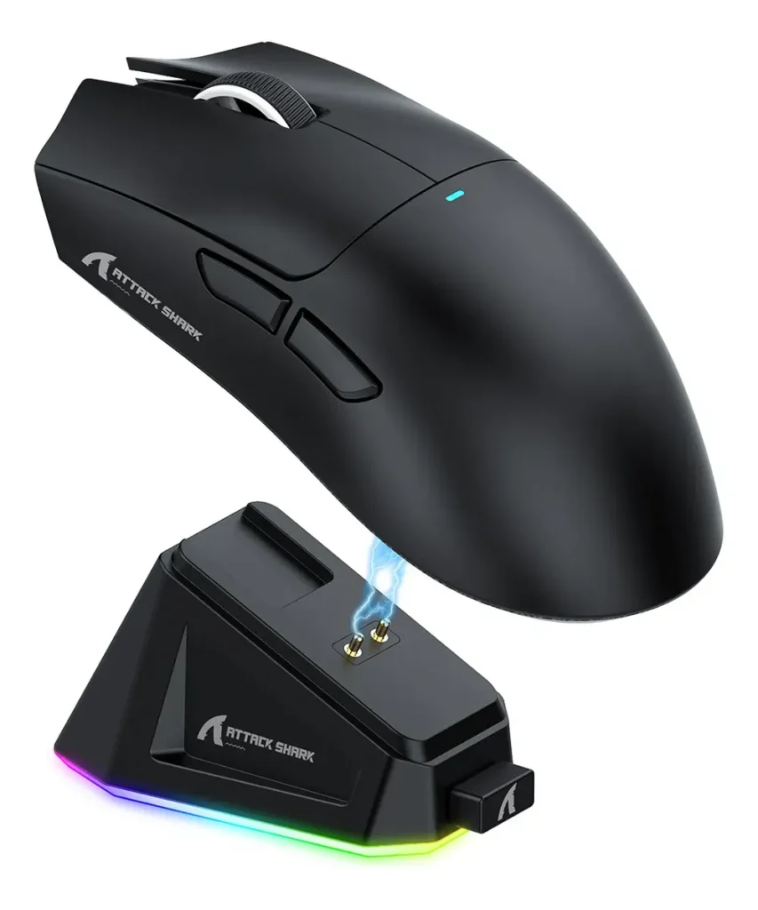 Mouse gamer Attack Shark X11 com dock de carregamento e sensor PAW3311.