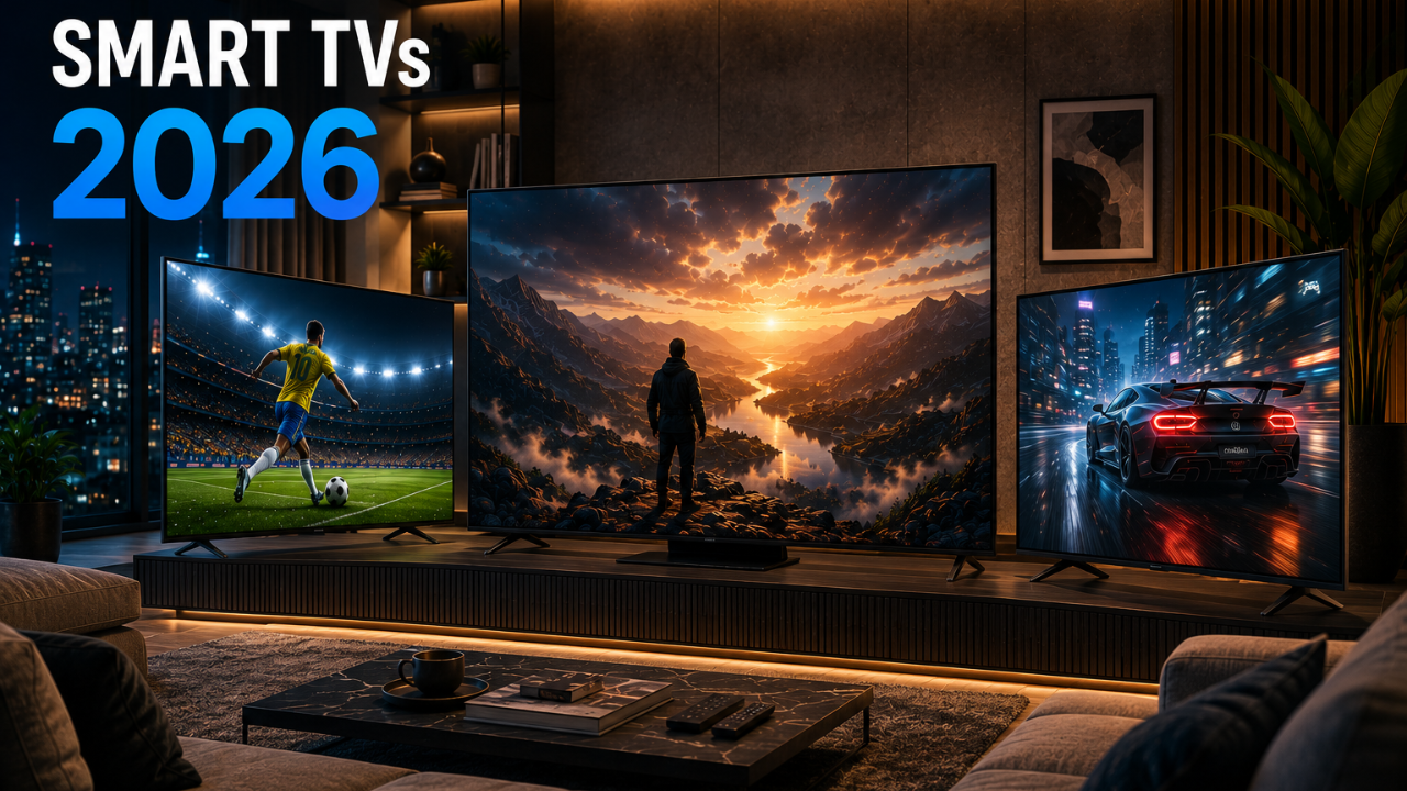 Guia das melhores Smart TVs para comprar em 2026 com opções para filmes, esportes e jogos.