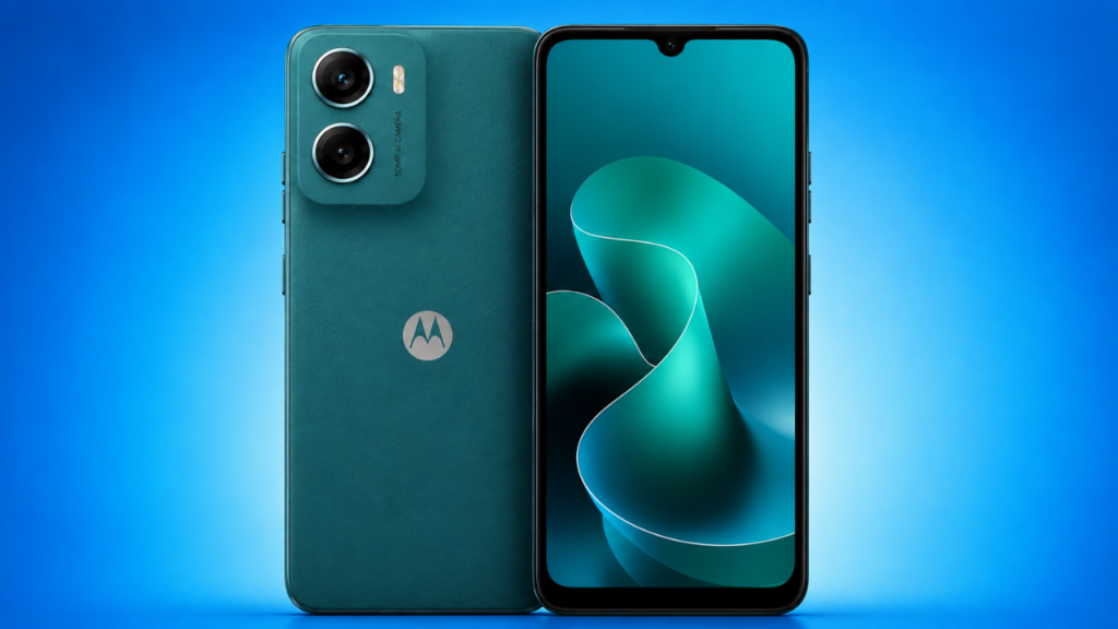Motorola Moto G06 na cor verde com tela de 120 Hz e câmera de 50 MP