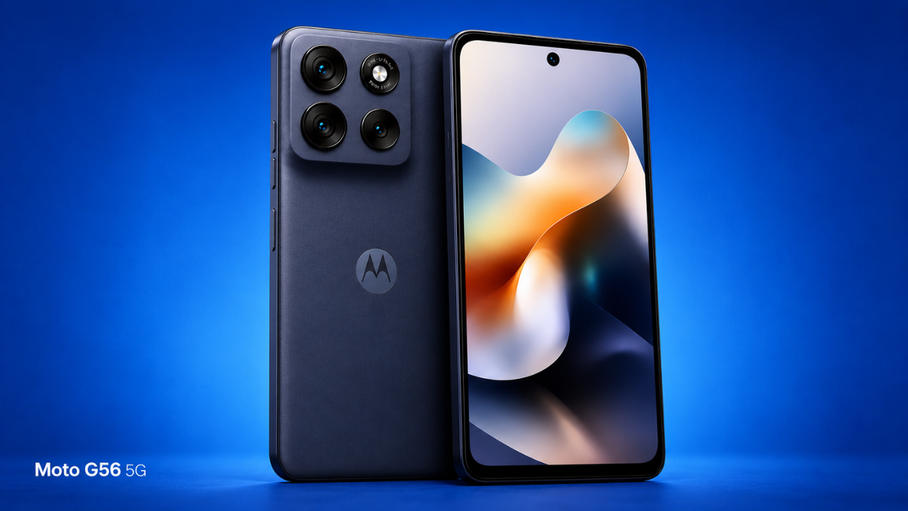 Smartphone Motorola Moto G56 5G com vista frontal e traseira