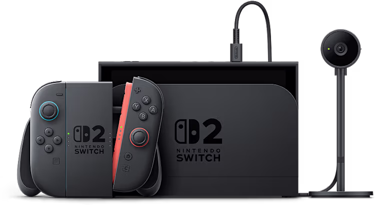 Nintendo Switch 2 com dock e acessório de câmera oficial