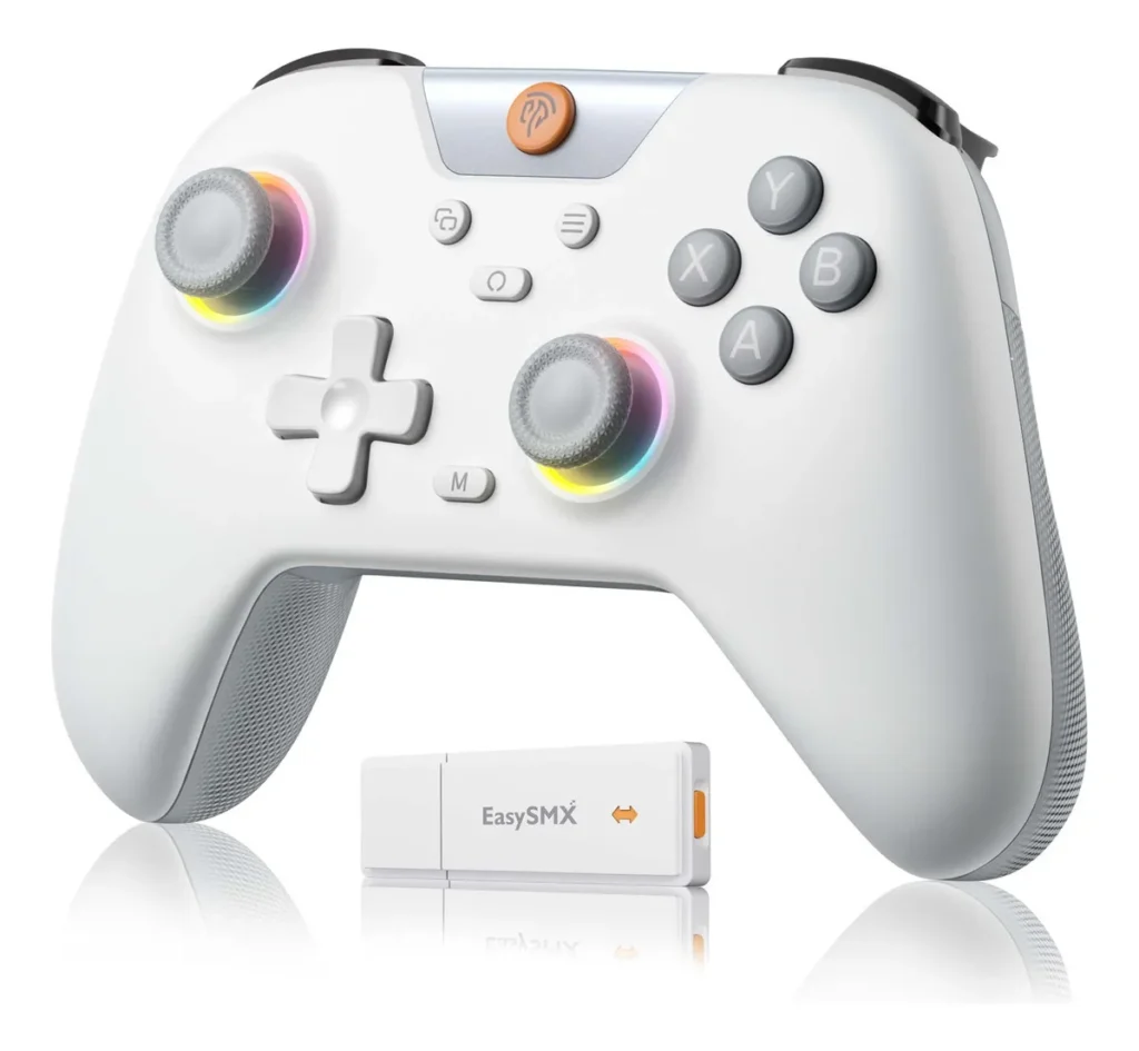 Controle EasySMX X05 com analógicos Hall Effect e alta precisão para jogos de corrida, esportes e FPS.