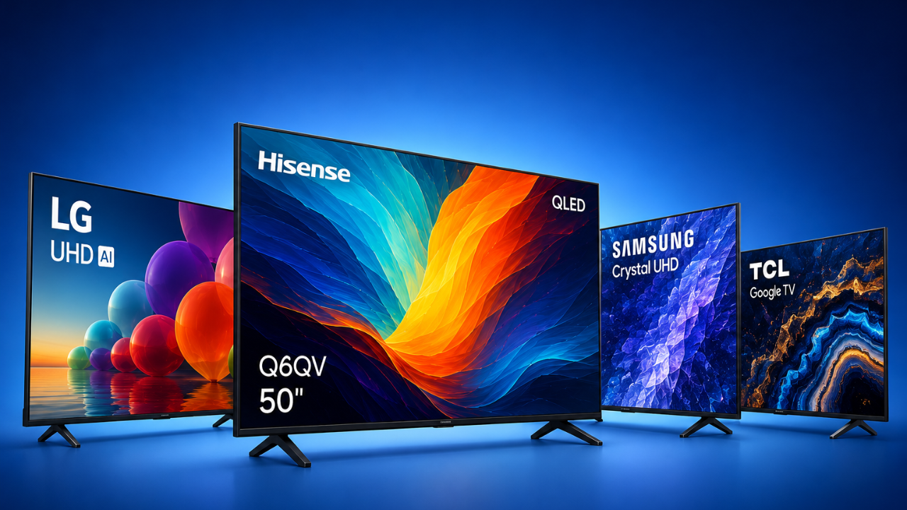 As melhores Smart TVs de 50 polegadas custo-benefício de 2026, incluindo modelos da LG, Samsung, TCL e Hisense.