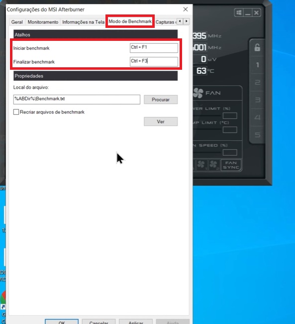 Configuração do Frametime no MSI Afterburner