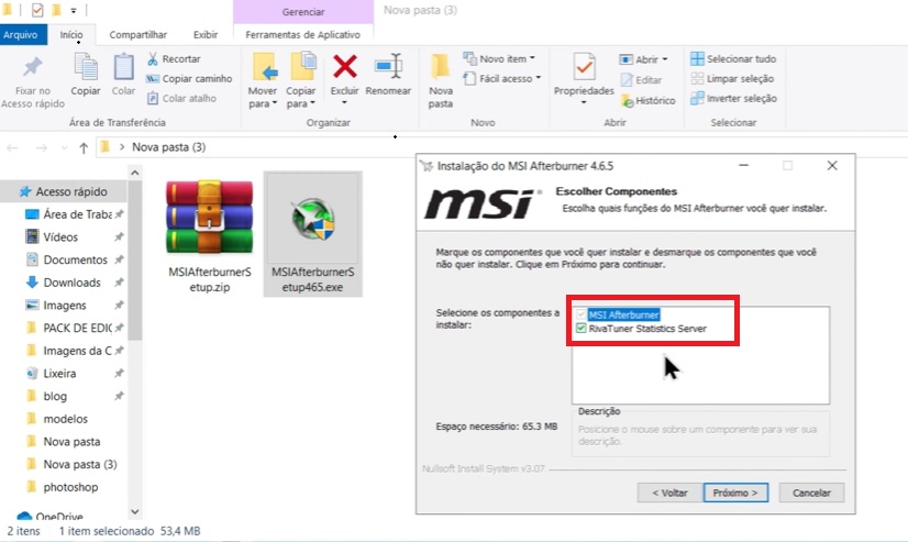 Instalação do MSI Afterburner com RivaTuner Statistics Server